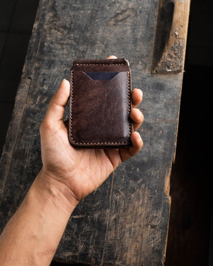 Money clip wallet - Veg Tan, Personalized Leather Wallet