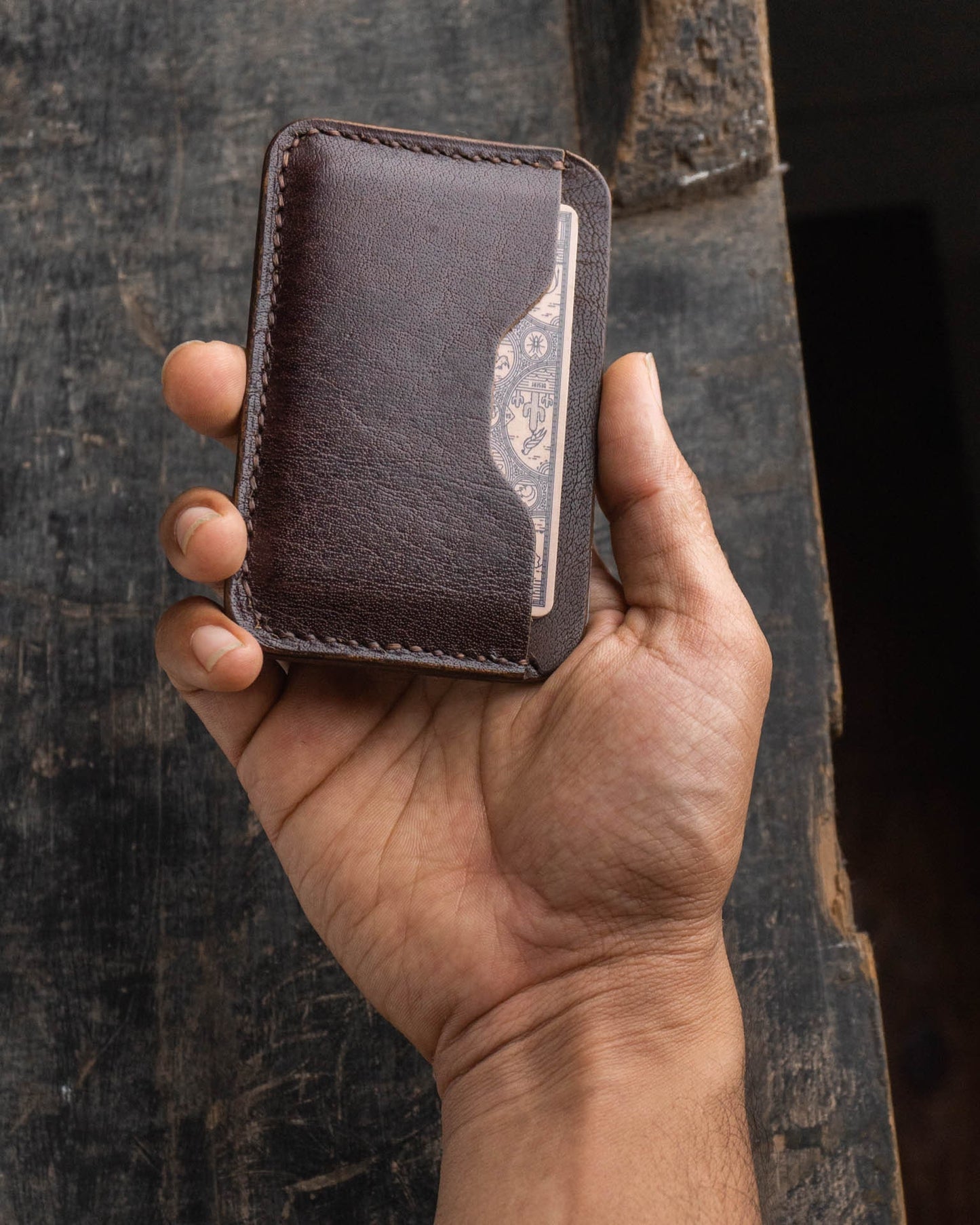 Cashew – Horzontal Handmade Leather Card Wallet