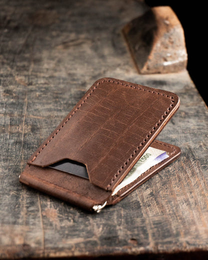 Money clip wallet - Veg Tan, Personalized Leather Wallet