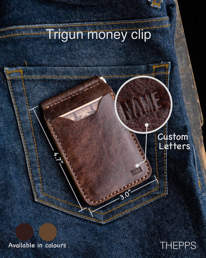 Money clip wallet - Veg Tan, Personalized Leather Wallet