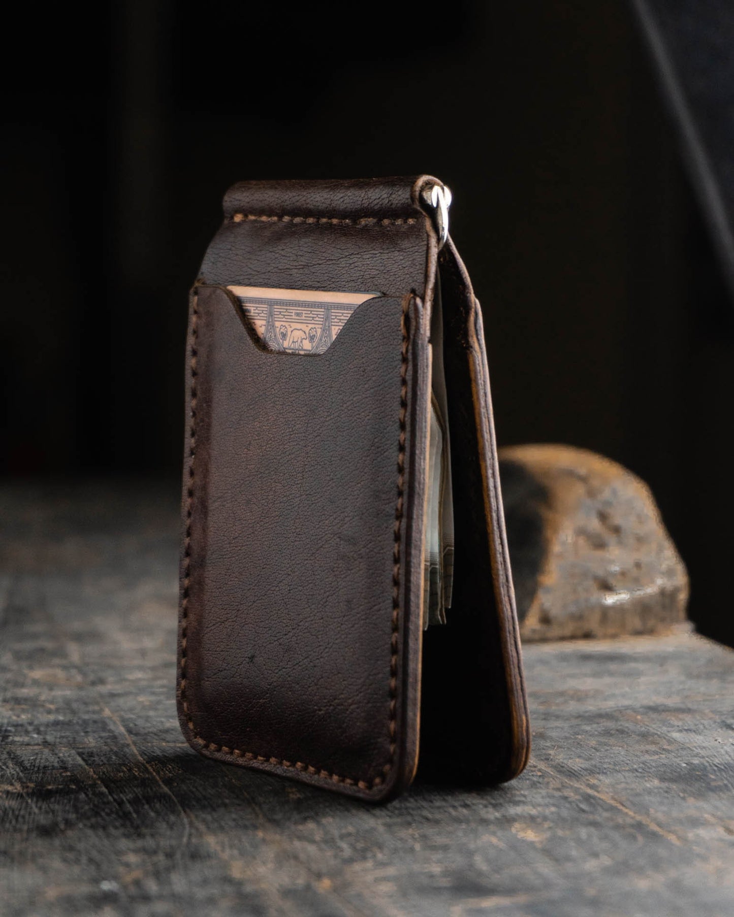 Money clip wallet - Veg Tan, Personalized Leather Wallet