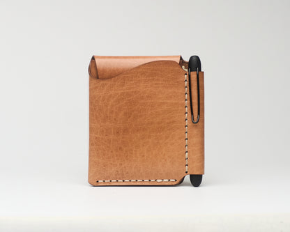 Barito with pen - Minimalist Leather Wallet Card Holder with Coins, key