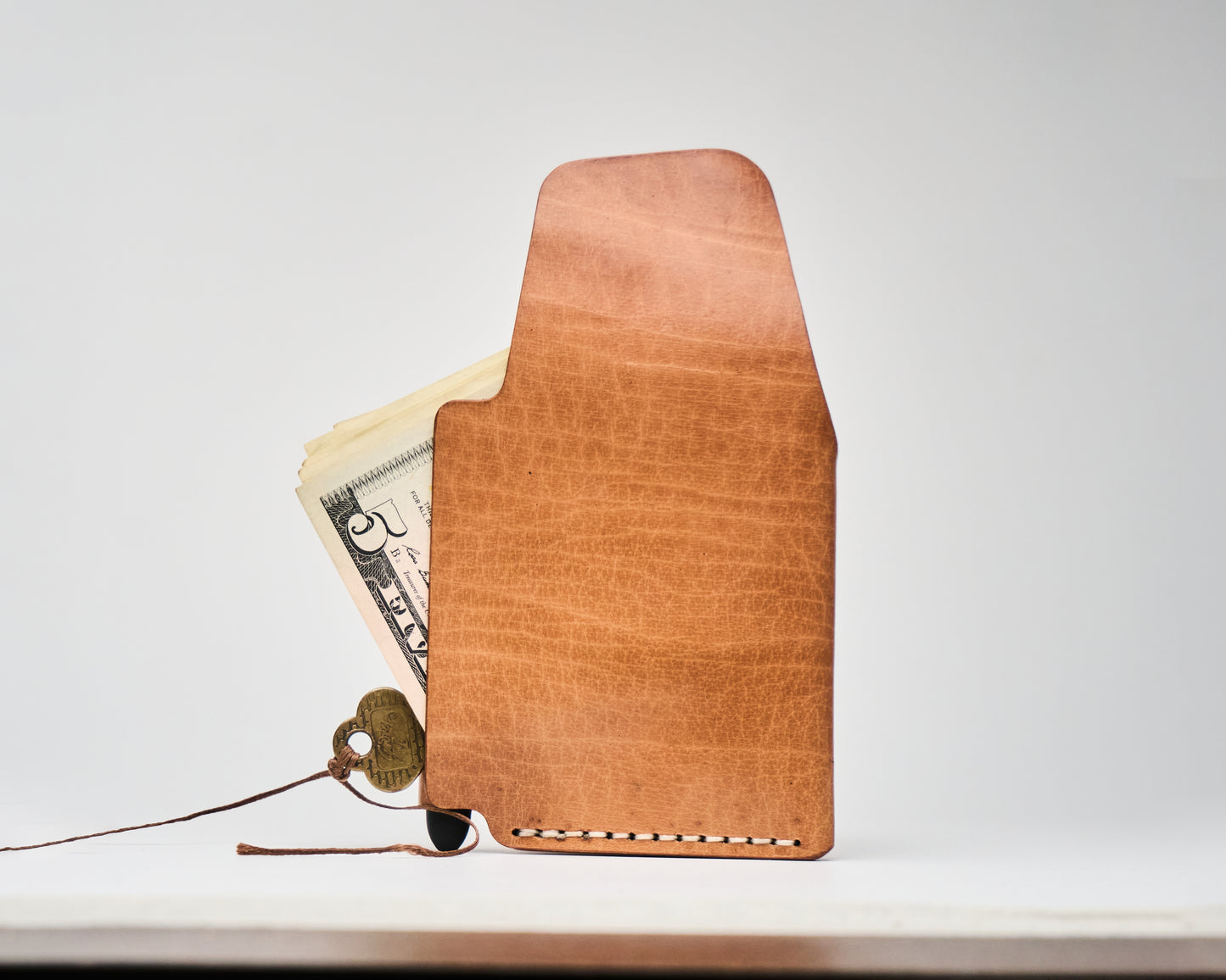 Barito with pen - Minimalist Leather Wallet Card Holder with Coins, key