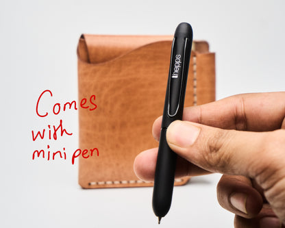 Barito with pen - Minimalist Leather Wallet Card Holder with Coins, key