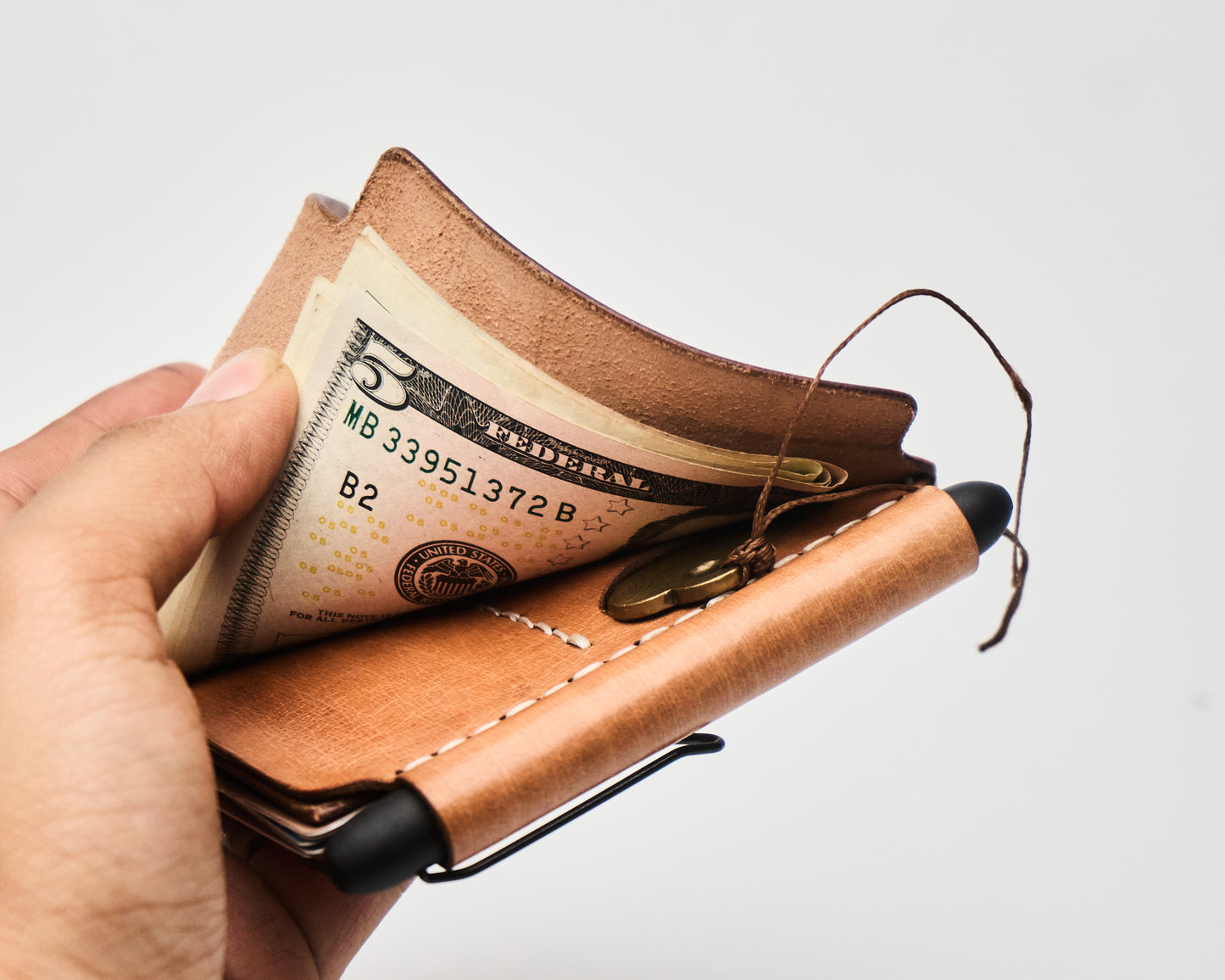 Barito with pen - Minimalist Leather Wallet Card Holder with Coins, key